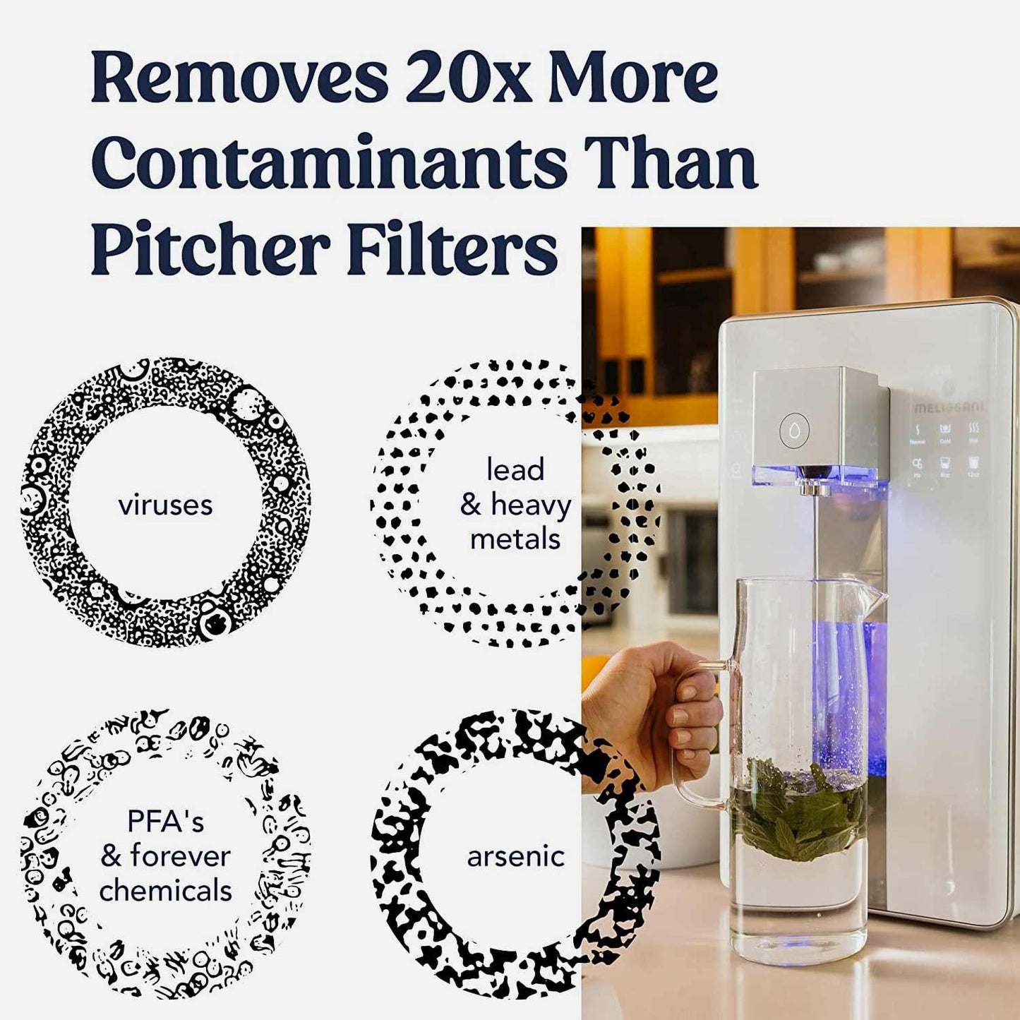 M1 Reverse Osmosis Countertop Water Purifier - 5-Stage RO Filtration, Remove Lead and Other Chemicals, Hot & Cool Purified Tap Water, Portable